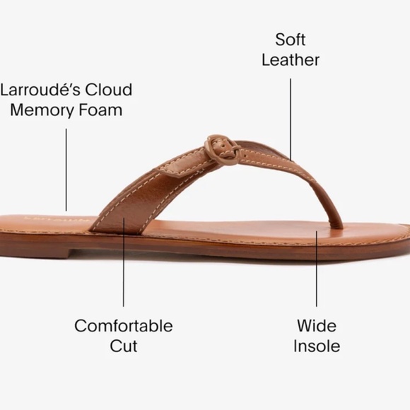 NWT Larroude Mary Kate Flat Sandal, Caramel Leather, Sz 8 - Picture 3 of 9